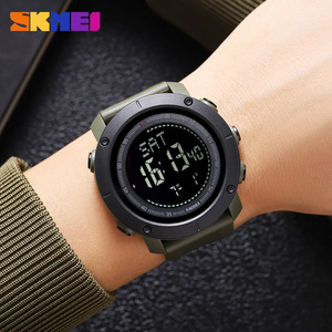 Skmei <b>Digital</b> Watch Men Military Green TPU Strap 3Bar Waterproof Electronic Alarm <b>Clock</b> Sports Watch - Product Image 4