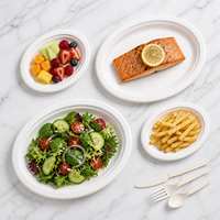 Assiette ovale jetable compostable et biodégradable en bagasse de canne à sucre pour la restauration