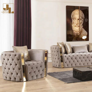 أثاث أريكة فاخرة على طراز مصمم لغرفة المعيشة بلكنة سوداء ، فيلا فندقية من المخمل 3 2 1 - Product Image 4