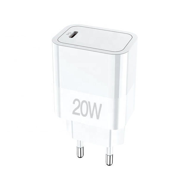 CE Certified 20W USB-C PD Fast Charger EU 2-Pin Wall Plug for iPhone 15 16 17 Pro Max