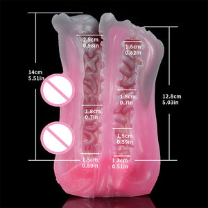 GEEBA animale lupa fantasia due canali pene Stroker Silicone maschio masturbatore realistico Vagina testurizzato tasca figa giocattolo del sesso - Product Image 3
