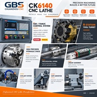 Mesin Bubut CNC Horizontal Logam dengan Meja Datar, Torno Mecanico CNC CK6140, Jarak Pusat 1000mm, Lubang Spindle 52mm, dan Tool Post 4-Stasiun