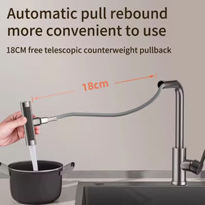 Grifo de fregadero de cocina de acero y plástico cromado multifuncional de cuatro velocidades moderno, rociador montado en cubierta, 1 manija Universal - Product Image 3