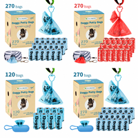 120 sacs à déjections canines, 8 rouleaux avec clip de fixation, 23x33cm, sacs à déchets pour animaux de compagnie en HDPE, emballés en boîte