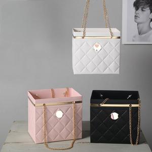 Borse personalizzate con fiori di carta portatili alla moda piccole borse regalo con Bouquet decorate a forma di rosa - Product Image 1