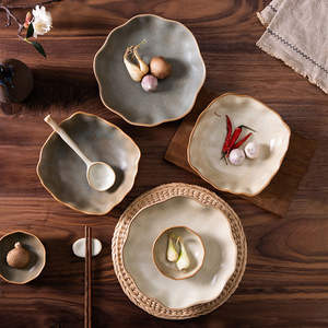 Assiette de fête vintage en porcelaine céramique classique de style <span class=keywords><strong>japonais</strong></span>, grand plat profond, vaisselle grossière - Product Image 4