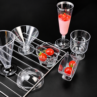 Mini-verres à vin jetables en mousse PS, verres à cocktail transparents en plastique avec bords dorés et argentés, verres à champagne