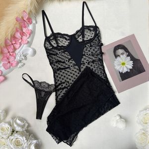 Abito a pois a forma di cuore Sexy RUIYI-<span class=keywords><strong>elegante</strong></span> e Sexy decorazione in pizzo tuta lunga aderente - Product Image 6