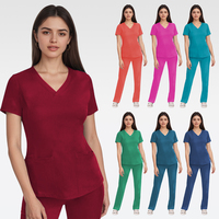 V-Hals 4-Way Stretch Verpleegster Uniform Vrouw Scrubs Uniformen Sets Custom Logo Duurzame Ademende Arts Verpleegster Outfits