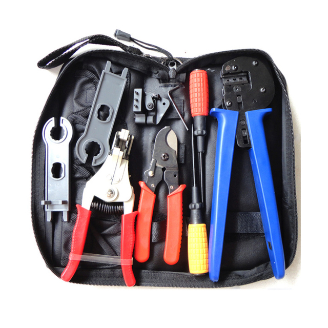 Solar Pv Crimping Tool Kits for 2.5-6.0mm2 MC3/MC4 Connectors,solar Tool Set with MC4/MC3 Crimper,Stripper,Cutter