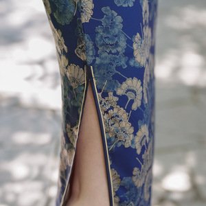 Vestido Cheongsam Tradicional Chino para Mujer, Estilo Guofeng, Primavera-Verano, Nuevo, Elegante, de Satén y Poliéster, Ropa Económica - Product Image 4