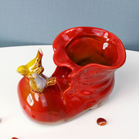 L Moderne En Céramique Émaillée Artisanat Pot De Fleur Petites Bottes En Forme De Chaussure De Bureau Succulent Plantation Vase et Stylo Conteneur