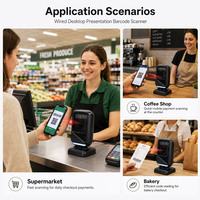 Lecteur de codes-barres de bureau YUANAIDC 1D 2D QR Code omnidirectionnel USB filaire mains libres pour supermarché POS