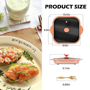 <strong>Microwave</strong> <strong>Grill</strong> Pan with Glass Lid for Grilling Roasts and Sandwiches Baking Dishes Pans - Product Image 3