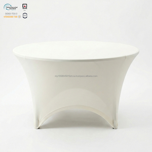 ผ้าคลุมโต๊ะสีขาวขนาด 6 ฟุต ผลิตจากโพลีเอสเตอร์/สแปนเด็กซ์ ยืดหยุ่นได้ กระชับพอดี กันน้ำ ทนความร้อน ปรับแต่งได้สำหรับโรงแรม งานแต่งงาน - Product Image 1