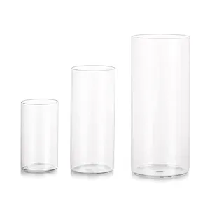 Vase en verre transparent pour centre de table, dispositif cylindrique pour fleurs et décoration de la maison, vente en gros, 1 pièce