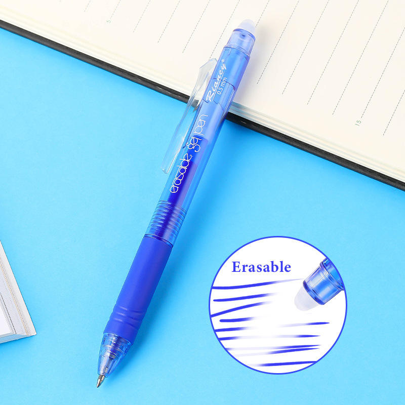 0.5mm-stylo effaçable à bouton-poussoir bleu