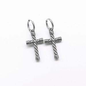 Pendientes colgantes cruzados y únicos de acero de titanio con diseño geométrico para hombres y mujeres, joyería de moda - Product Image 1