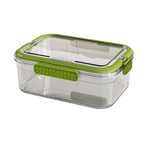 Smiles Rectangular Pet <b>Lunch</b> <b>Box</b> With Lid For Office Use Transparent Food Storage Container - Product Image 1