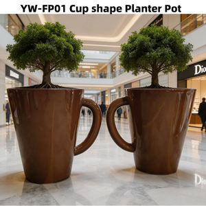 Macetero de Fibra de Vidrio Personalizado con Forma de <span class=keywords><strong>Taza</strong></span> de Café, Diseño Moderno y Lujoso para Decoración de Vestíbulos de Hotel y Plazas, Juego de Macetas Decorativas - Product Image 6