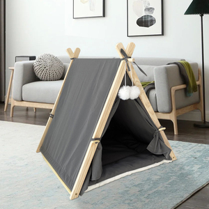 Tente <span class=keywords><strong>tipi</strong></span> <span class=keywords><strong>en</strong></span> bois légère et portable pour animaux de compagnie, classique, solide, facile à nettoyer, avec housse amovible, emballée <span class=keywords><strong>en</strong></span> carton, lit de couchage pour animaux de compagnie - Product Image 5