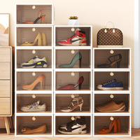 Boîtes de rangement pliables en plastique transparent pour chaussures, organisateur de présentation de chaussures, prix d'usine Haogle, DIY