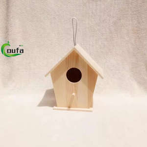 Mangeoire à oiseaux Nid de pigeon suspendu naturel Nichoir en bois bon marché avec toit amovible - Product Image 1