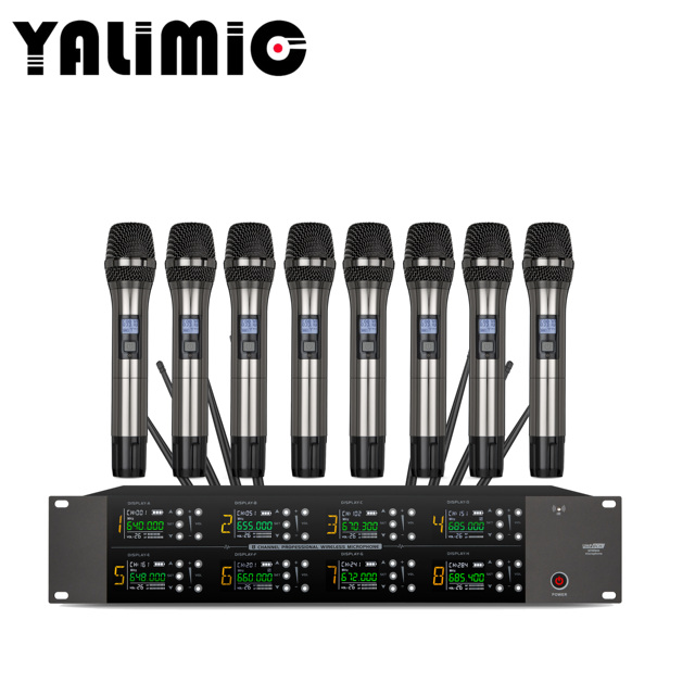 Professional UHF Wireless Microphone System Long-Range Stable Signal with Collar Clip Headphone Set for Meetings Desktop Use