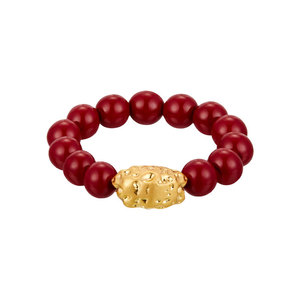 Red Bead Elastic Bracelet With Gold Animal Charm For Women Gift Jewelry Yiwu Origin - Product Image 5