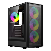 Boîtier PC Gamer AntarcChill en ABS avec panneaux en maille, tour moyenne en verre trempé, USB 3.0, format vertical