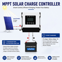 Controlador de Carga Solar MPPT 30A 12V-96V, Entrada PV Máx. 230V, Activación de Batería de Litio, Regulador Solar RS485 para Sistemas Solares Domésticos y de Autocaravanas