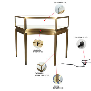 Metall glas Showcase benutzer definierte bodens tehende Shop Display Stand LED Licht Vitrine Schmuck Display Rack mit Retail Store - Product Image 5
