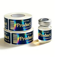 Étiquettes de flacons en vinyle PVC personnalisables de haute qualité 2ml/3ml/5ml, autocollants holographiques résistants à l'eau et à la chaleur, imprimés au laser avec code-barres