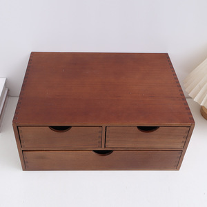 Wooden Desktop Storage <b>Box</b> With Drawers For Jewelry And <b>Small</b> Items Rectangle Standing Type Multi Layer Organizer - Product Image 4