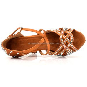 Wedopus Scarpe da ballo in cristallo Bronzo <span class=keywords><strong>Tacco</strong></span> alto 4 pollici Sandali da ballo in raso da donna Suola morbida - Product Image 2