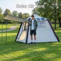Grande tente de camping gonflable de luxe 4 personnes ㎡   Tente solaire intérieure à montage rapide en 1 minute avec fenêtres en maille anti-moustiques 1,7 m
