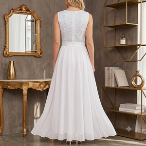 Wholesale White V-Neck Sleeveless Evening <b>Dress</b> A-Line <b>Maxi</b> Gown Sequin Embroidered Formal Party <b>Dress</b> Custom Design - Product Image 3