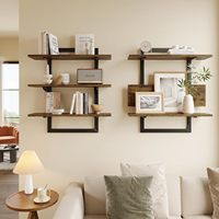 Étagères flottantes pour mur, étagères de cuisine de 24 pouces fixées au mur, étagère de bar à café à 3 niveaux avec supports pliables,