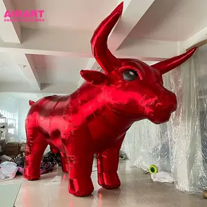 Traje inflable gigante personalizado, mascota roja, Toro, Comercial