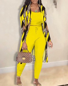 Abbigliamento donna autunno 2023 Casual Casual Cardigan modello Cardigan stampato a maniche lunghe 3 pezzi Set donna - Product Image 2