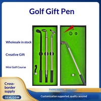 Coffret Cadeau Mini Golf 3 pièces : Ensemble de Stylos Clubs de Golf et Jeu de Putting de Bureau – Cadeau Promotionnel pour Bureau, Entreprise, Souvenir