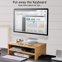 Support d'écran moderne en bambou à un seul niveau avec rangement, organisateur de bureau multifonctionnel pour bureau, maison, salon