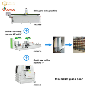 Ligne de traitement de profilés en aluminium haut de gamme JUNDE, usinage CNC 4 axes + scie à double tête, machine de découpe à 45 et 90 degrés - Product Image 1