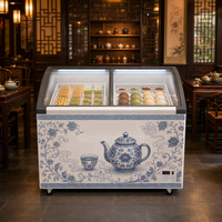 Congélateur à crème glacée commercial 720L avec couvercle coulissant en verre, vitrine à refroidissement direct pour restaurant