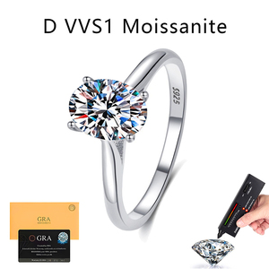 <span class=keywords><strong>Anello</strong></span> <span class=keywords><strong>di</strong></span> <span class=keywords><strong>Fidanzamento</strong></span> <span class=keywords><strong>Solitario</strong></span> GRA Certificato con Moissanite D Color VVS 1.5CT in Argento Sterling S925 a 4 Griffe, Taglio Ovale Classico, per Matrimonio - Product Image 1