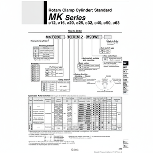กระบอกลมแบบหมุน MKB32-20LZ ชิ้นส่วนนิวเมติก SMC - Product Image 1