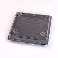 Plateaux carrés en plastique Sashimi, boîte d'emballage jetable, boîte à Sushi dorée