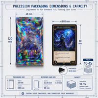 Pochette de protection pour cartes OEM ODM imprimée, brillante, en PET, VMPET, PE, scellée au dos, pour fournisseurs de jeux de cartes à collectionner