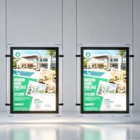 Panneau publicitaire immobilière rétroéclairé A2 A3 A4, affiche publicitaire à suspendre à la fenêtre, cadre acrylique magnétique LED mince carré pour intérieur, boîte à lumière