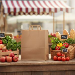 Wholesale Custom <b>Extra</b> <b>Large</b> Flat Handle Take Away Kraft Paper Bags for Food Packaging - Product Image 1